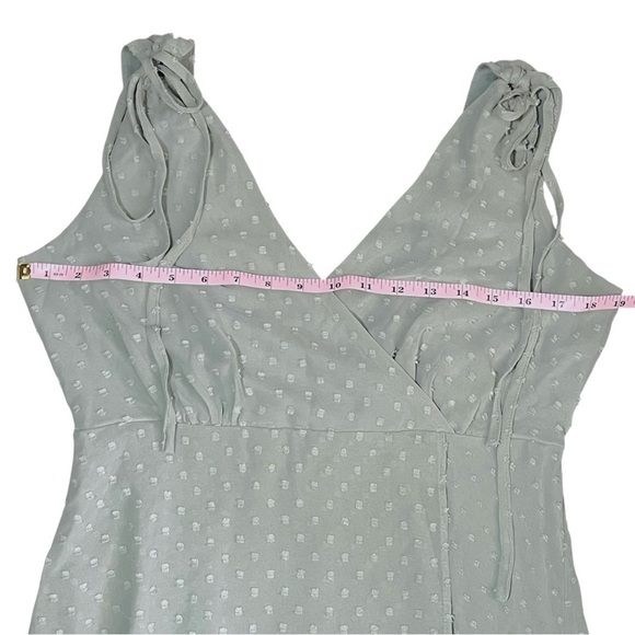 Lulus Romantic Possibilities Sage Brush Swiss Dot Maxi Dress sz L - Picture 9 of 13